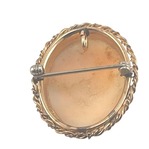 Vintage INC Gold Filled 1 1/8" Cameo Brooch With Braided Gold-Tone Frame - Picture 4 of 9